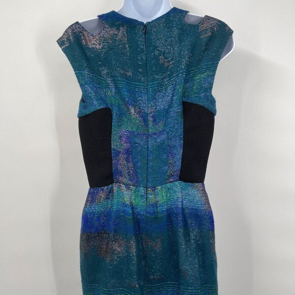 Proenza Schouler Kaleidoscope Metallic Tweed Iridescent Cut Out Shoulder Dress 4 - Picture 7 of 8